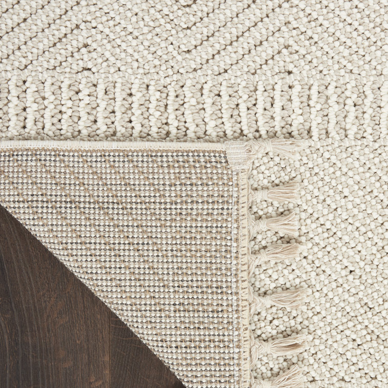 Ivory Geometric Braided Edge 5'3" x 7'11" Synthetic Area Rug