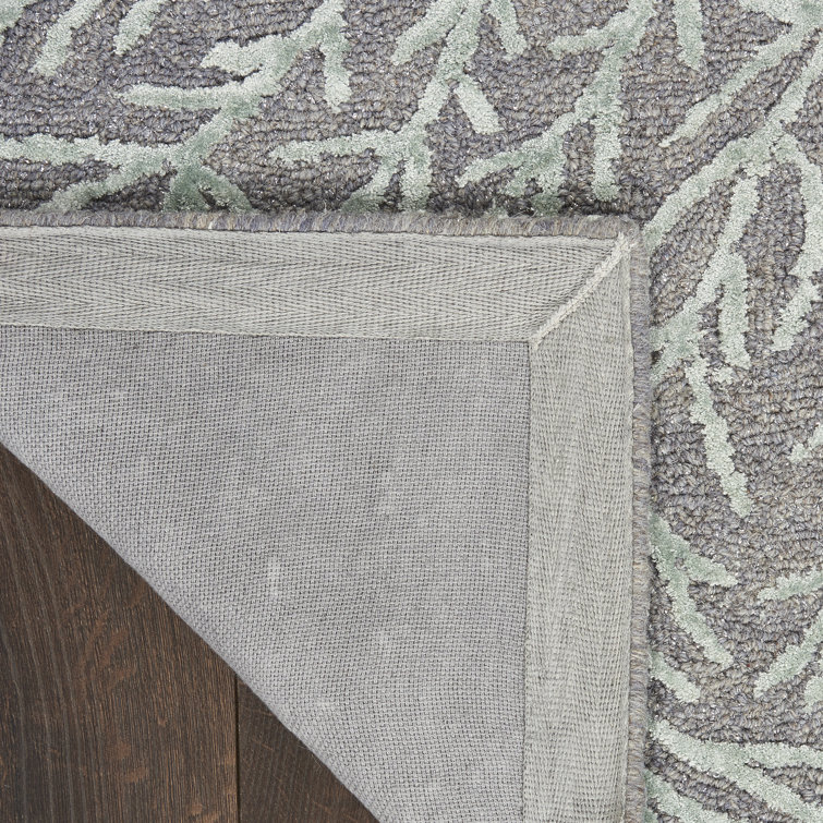 Slate & Teal Abstract Hand-Tufted Wool Blend 5' x 7' Rug