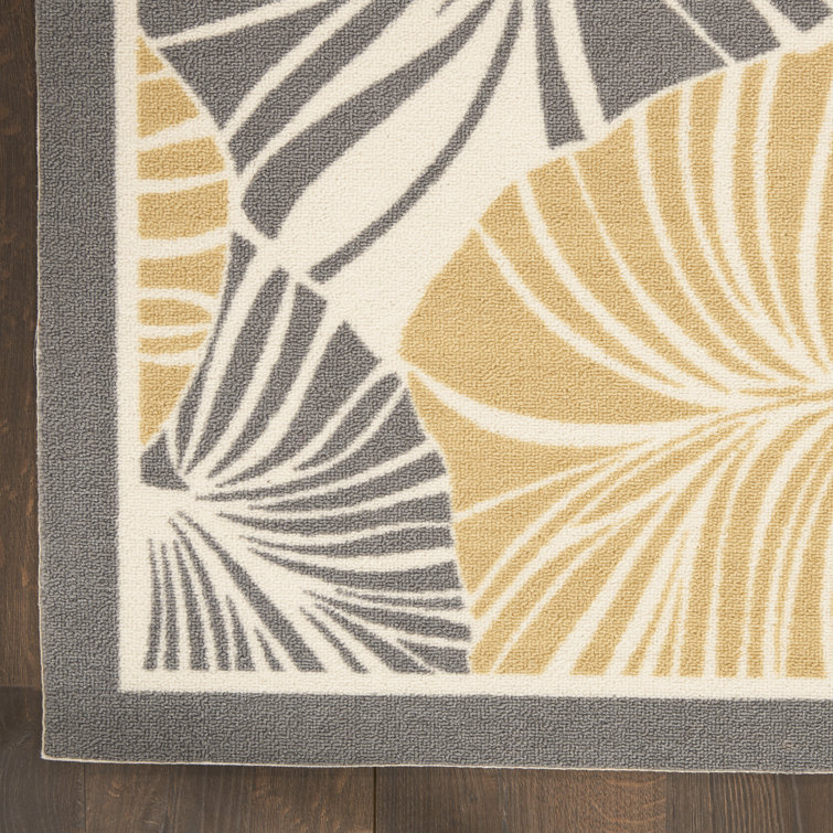 Sun N' Shade Tropical Gray and Ivory Rectangular Outdoor Rug