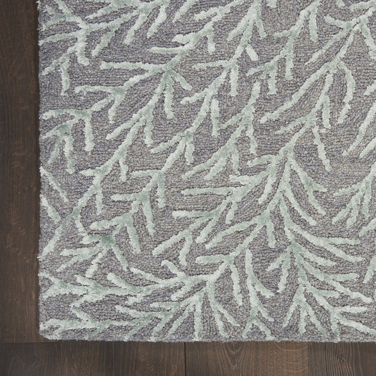Slate & Teal Abstract Hand-Tufted Wool Blend 5' x 7' Rug