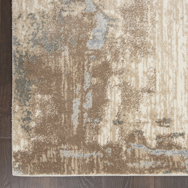 Abstract Elegance Power-Loomed 4' x 6' Gray Synthetic Area Rug