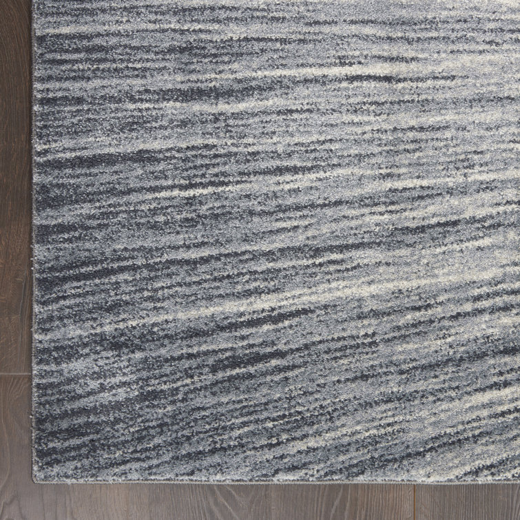 Abstract Ombre Stain-Resistant Synthetic Rug 5' x 7' in Grey
