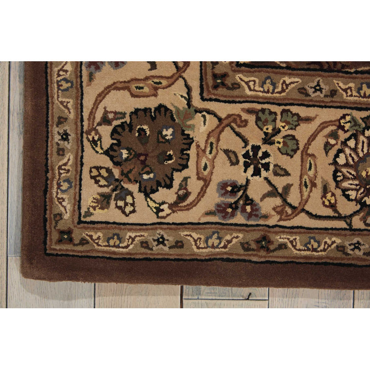 Handmade Tufted Oval Wool and Silk Rug, 90'' x 114''