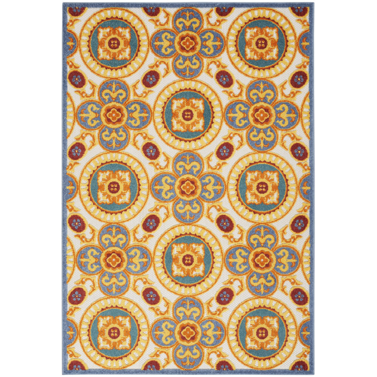 Multicolor Rectangular Synthetic Flat Woven Washable Rug 5'3" x 7'5"