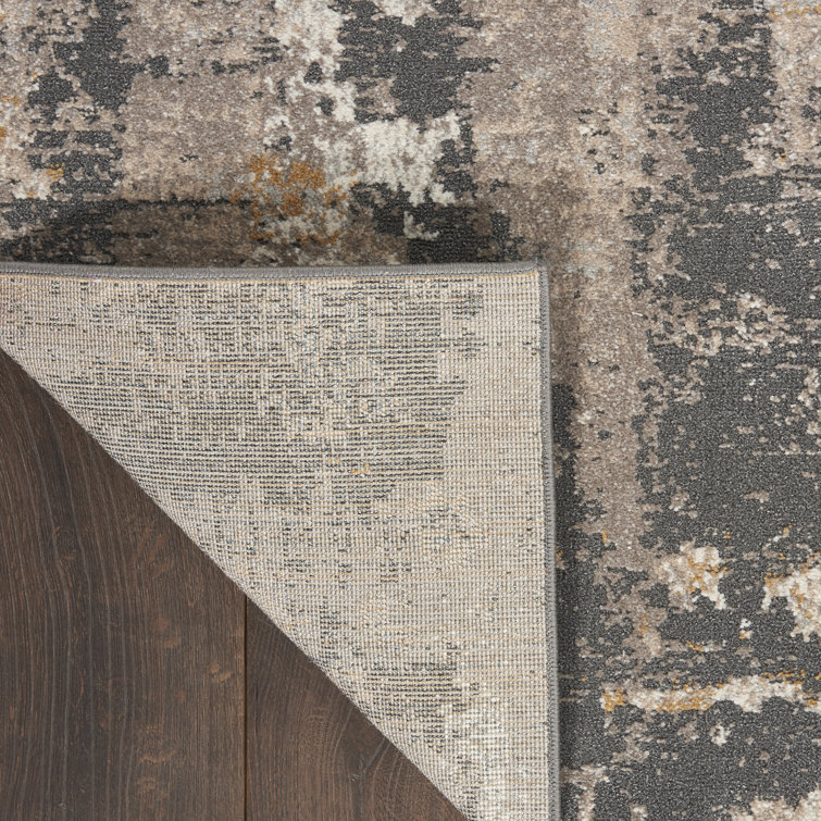 Modernist Gray Abstract 8' x 10' Synthetic Area Rug