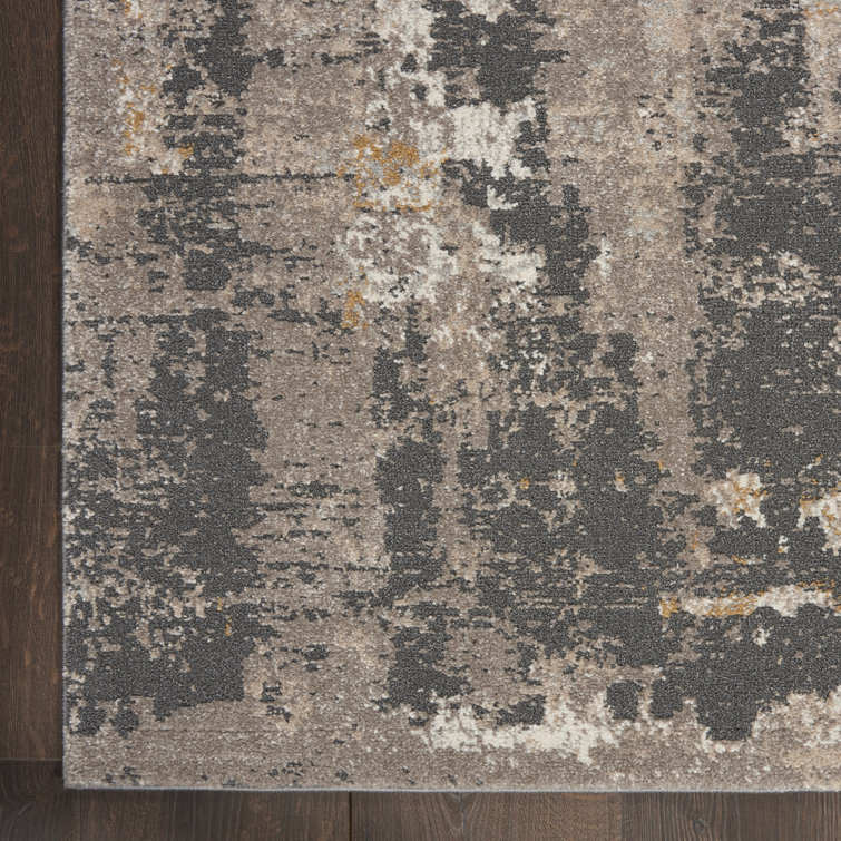 Modernist Gray Abstract 8' x 10' Synthetic Area Rug