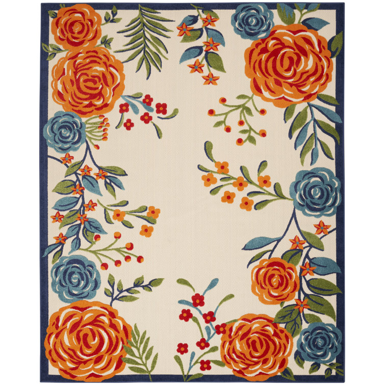Breezy Aloha Multicolor Floral 5'3" x 7'5" Synthetic Outdoor Rug