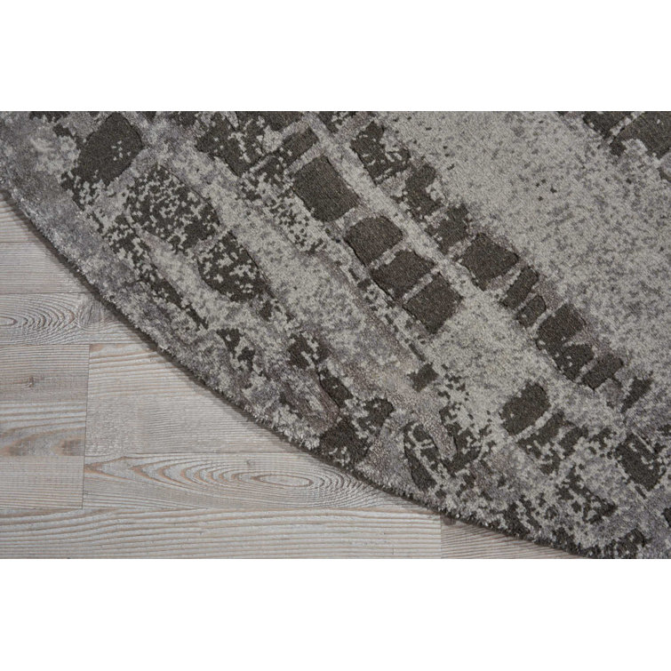Twilight Dappled Gray 8 ft. Round Wool-Viscose Blend Abstract Rug