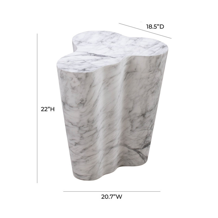 Contemporary White Marble Free Form Pedestal Side Table 22"