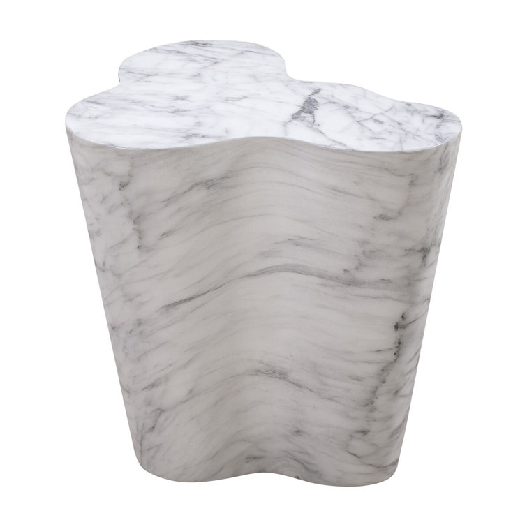 Contemporary White Marble Free Form Pedestal Side Table 22"