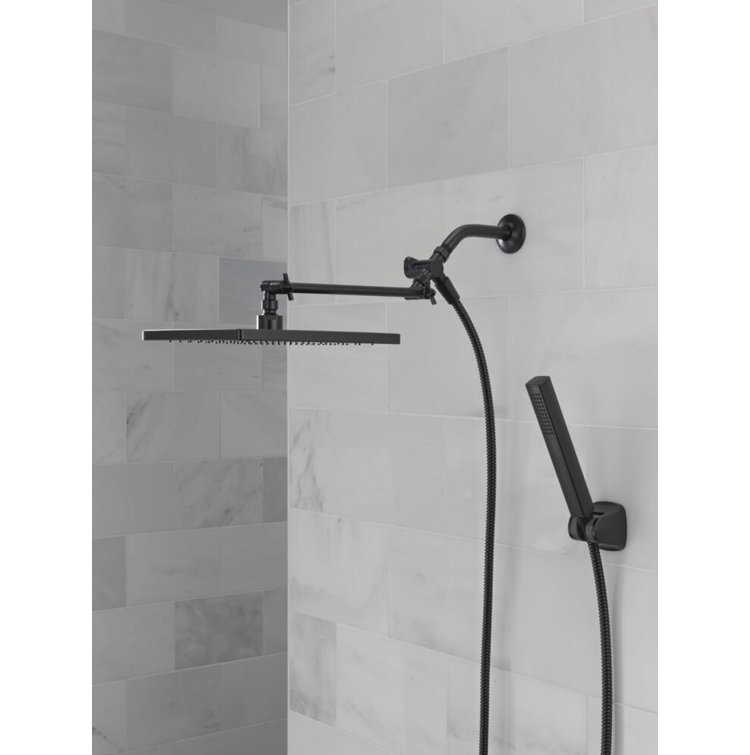 Matte Black Adjustable Square Rain Shower Head Combo