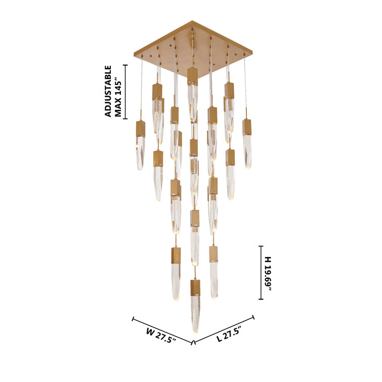 Aaleiah Black 27.5" Metal Chandelier with Iceberg Bubble Crystals