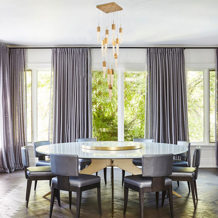 Black Crystal Plug-in Chandelier with Adjustable Cords