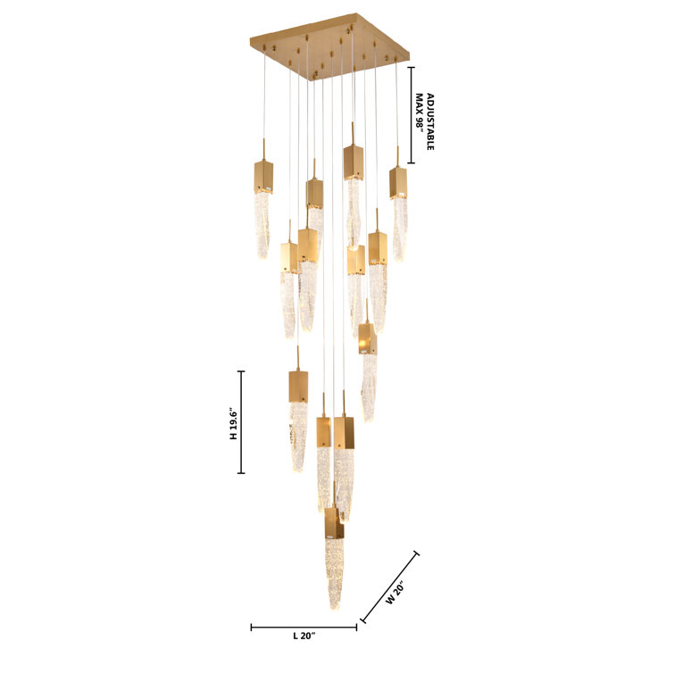 Black Crystal Plug-in Chandelier with Adjustable Cords