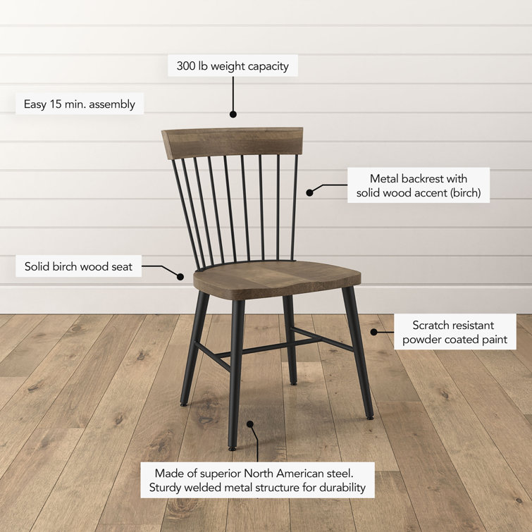 Dark Brown Wood and Metal Slat Back Side Chair