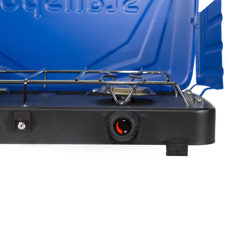 Blue and Black Stainless Steel 2-Burner Propane Stove