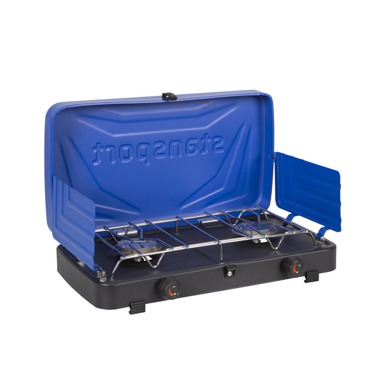 Blue and Black Stainless Steel 2-Burner Propane Stove