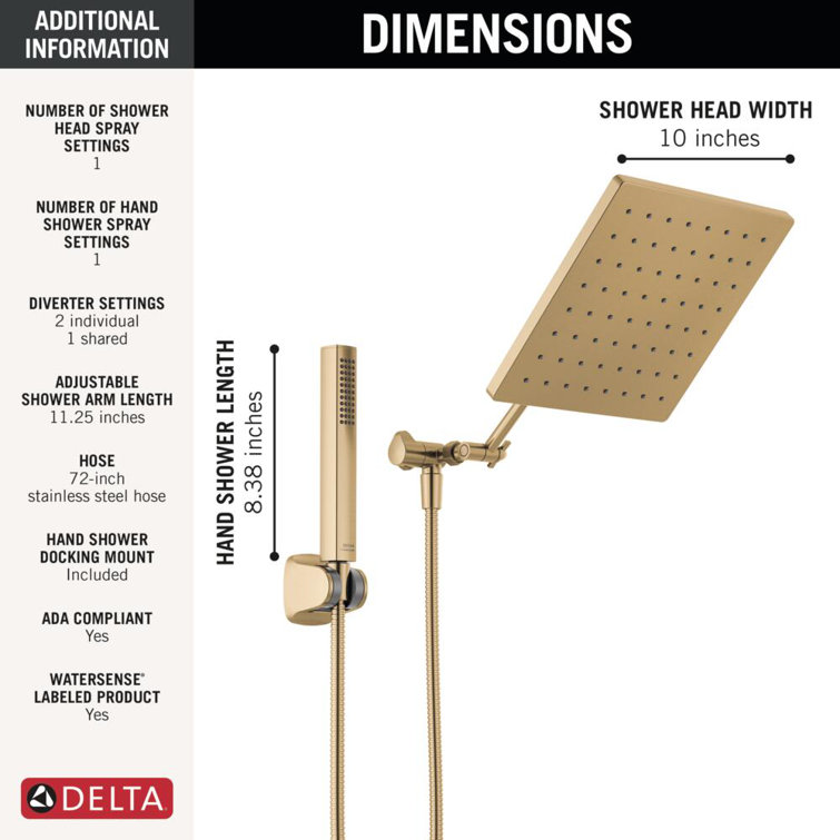 Champagne Bronze 10-inch Raincan Shower Head and Handheld Combo