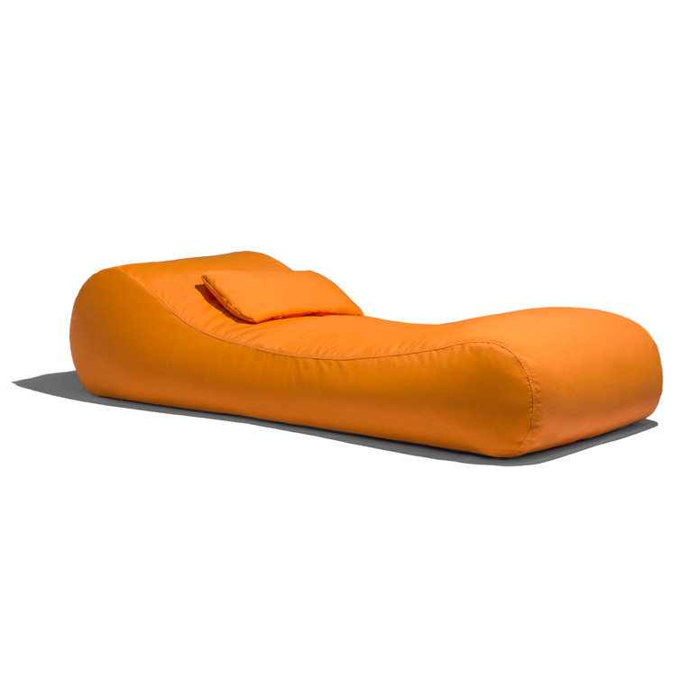 Tangerine Sunbrella Outdoor Bean Bag Chaise Lounger with Pillow