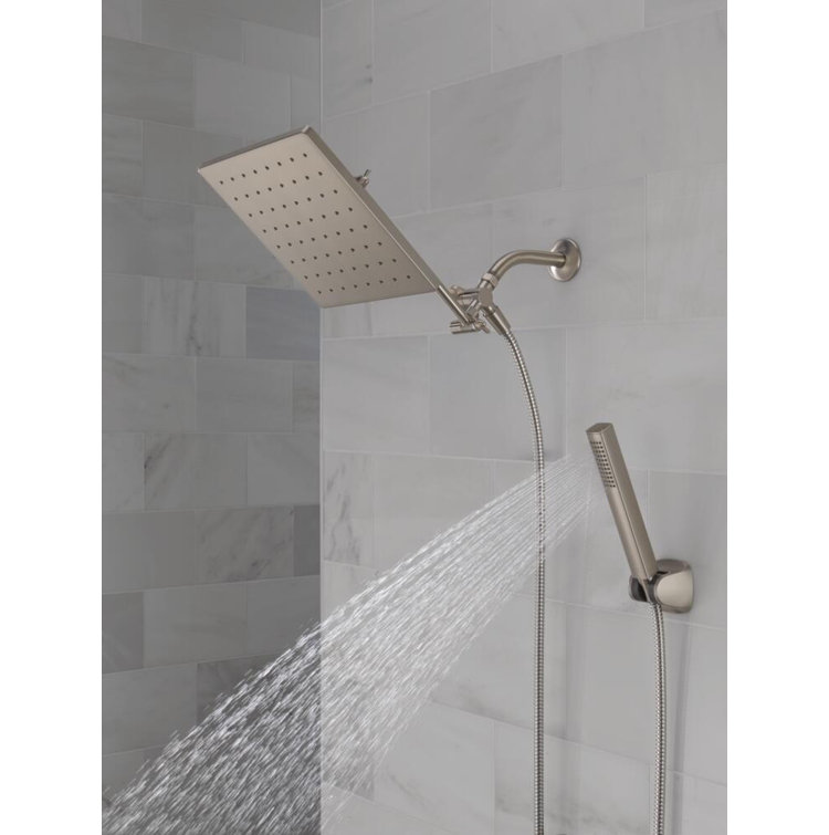 Chrome 10-inch Square Raincan Shower Head and Handheld Combo