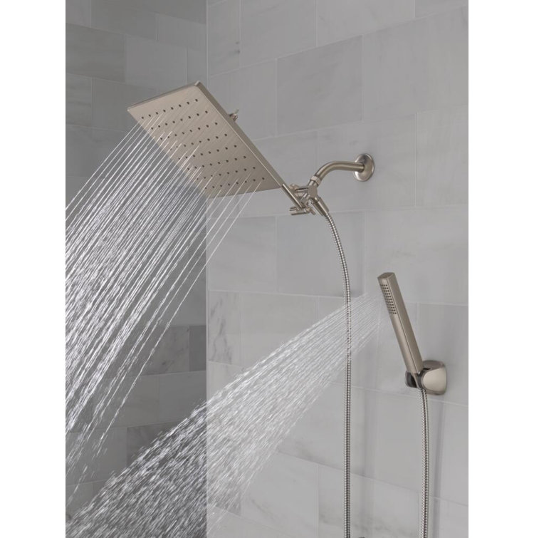 Chrome 10-inch Square Raincan Shower Head and Handheld Combo