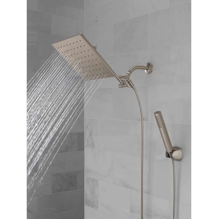 Chrome 10-inch Square Raincan Shower Head and Handheld Combo