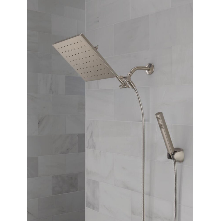 Chrome 10-inch Square Raincan Shower Head and Handheld Combo