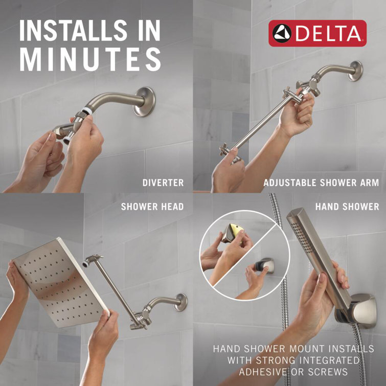 Chrome 10-inch Square Raincan Shower Head and Handheld Combo