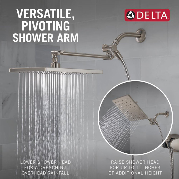 Chrome 10-inch Square Raincan Shower Head and Handheld Combo
