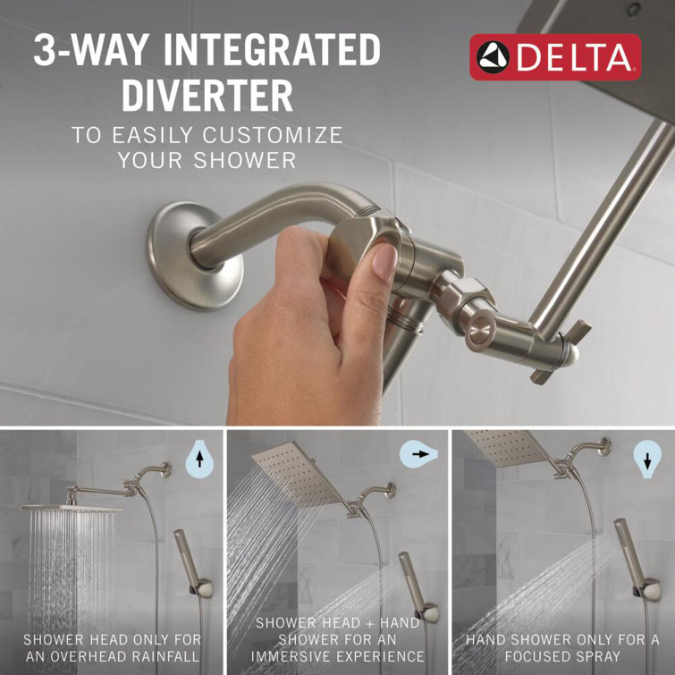 Chrome 10-inch Square Raincan Shower Head and Handheld Combo