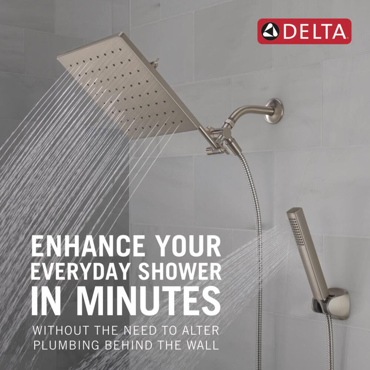 Chrome 10-inch Square Raincan Shower Head and Handheld Combo