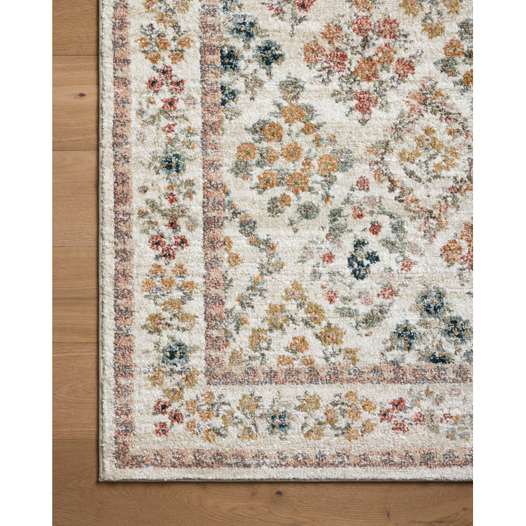 Laurel Cream Floral Synthetic Area Rug 5'-3" x 7'-8"