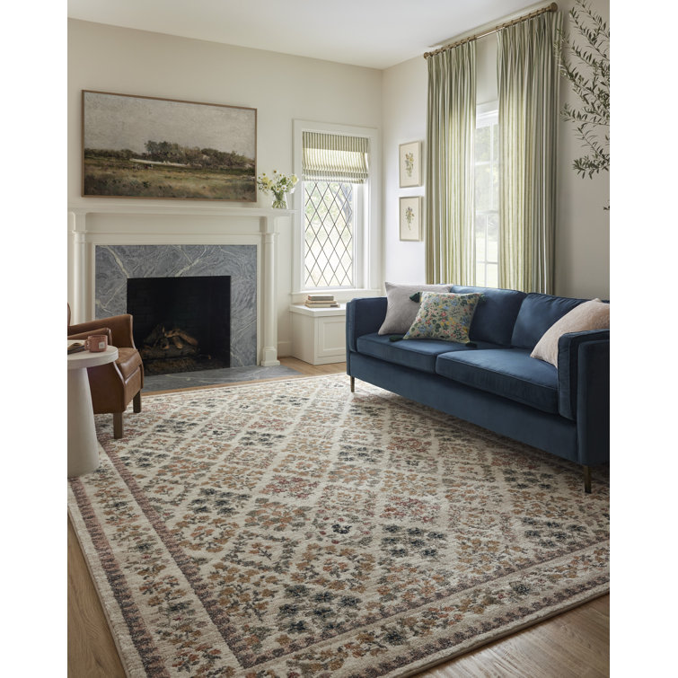 Laurel Cream Floral Synthetic Area Rug 5'-3" x 7'-8"