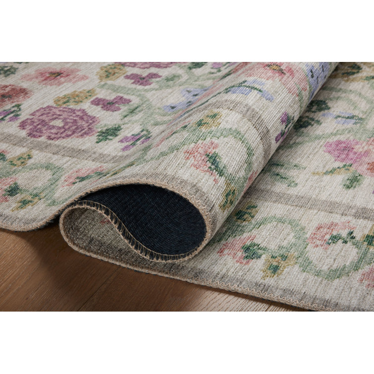 Ivory Floral Synthetic Runner Rug 2'-6" x 9'-6"