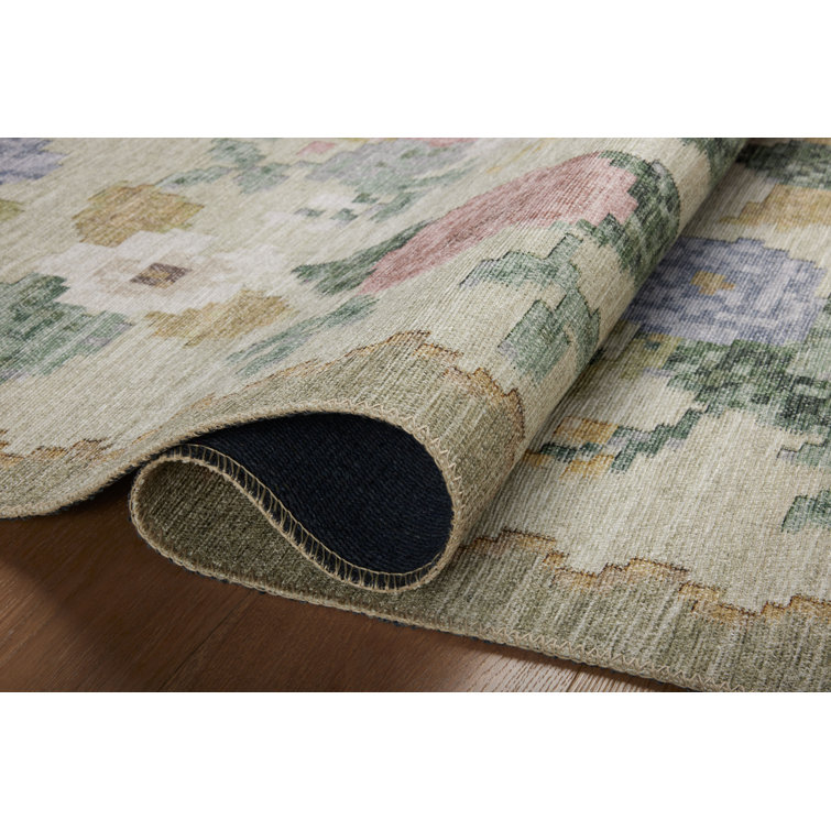 Cream Floral Synthetic Square Area Rug 18"