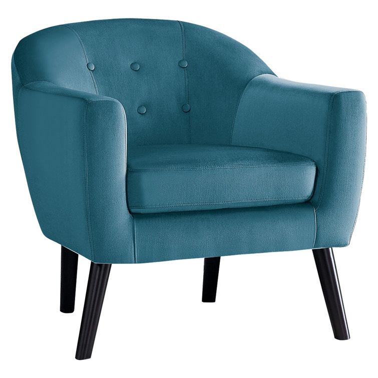Teal Blue Velvet Lawson Accent Chair with Oak Legs