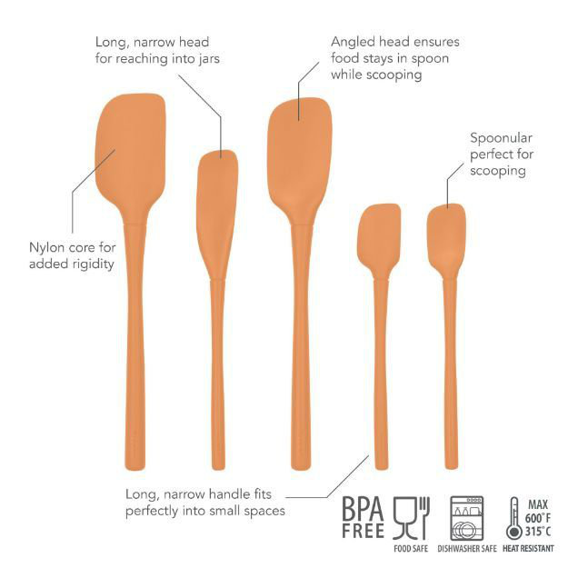 Apricot Silicone Flex-Core 5-Piece Spatula Set