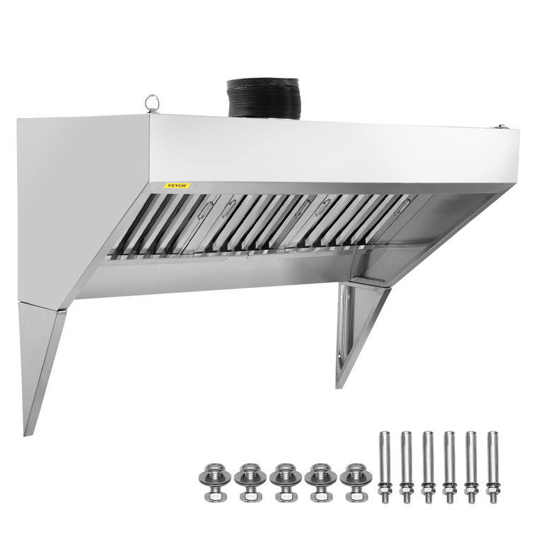 VEVOR 7FT Stainless Steel Commercial Exhaust Hood with Removable Oil Filters