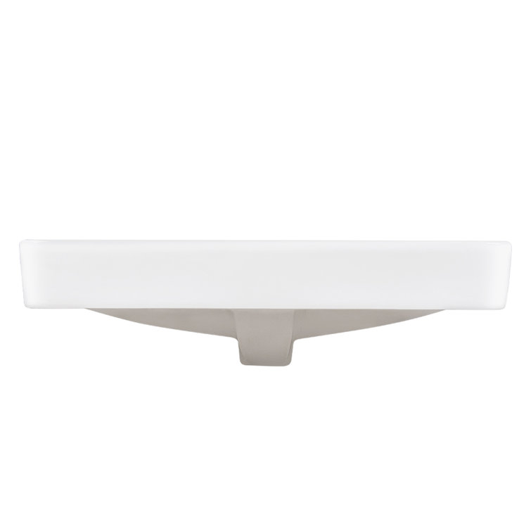 White Ceramic Rectangular Drop-In Bathroom Sink with Overflow
