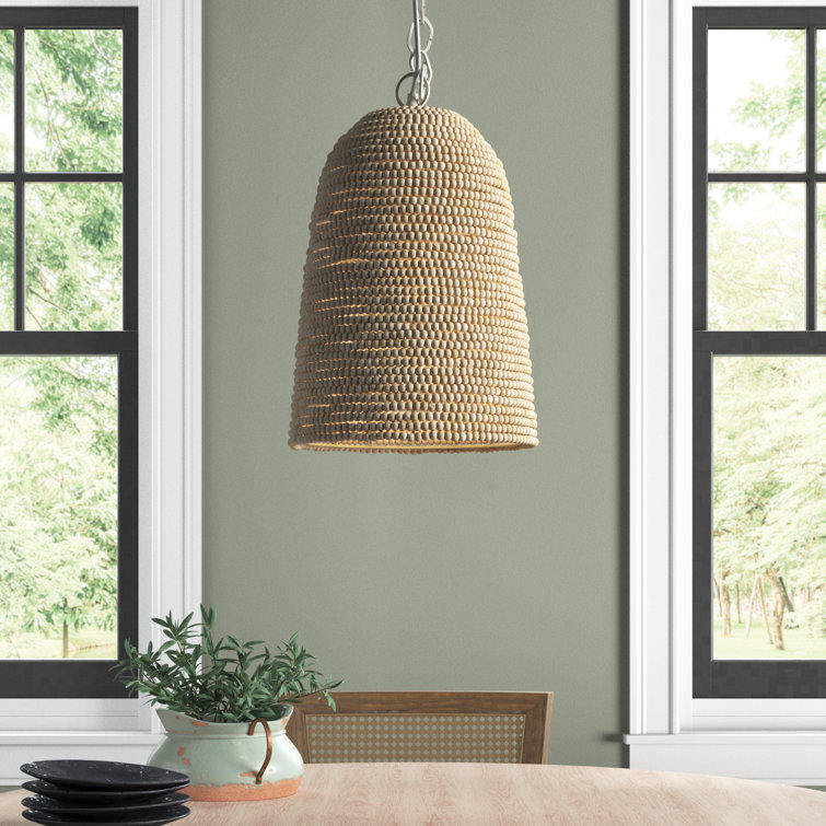Pacifica Natural Wood Beaded Single Light Pendant
