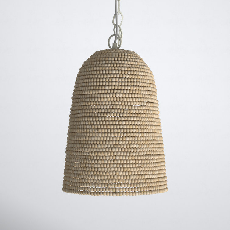 Pacifica Natural Wood Beaded Single Light Pendant