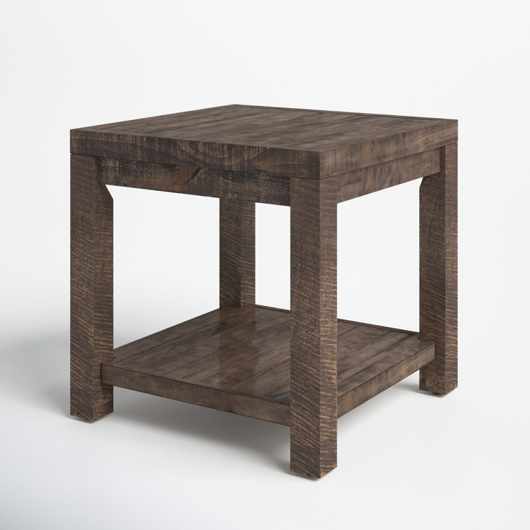 Craster Classic Farmhouse Smokey Taupe Reclaimed Wood Square Side Table