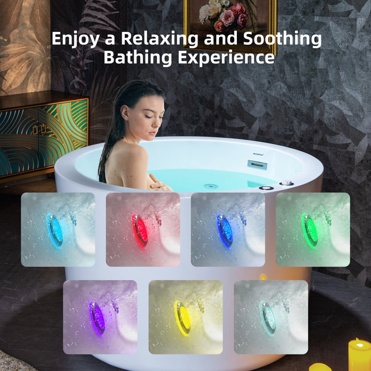 41'' White Freestanding Acrylic Whirlpool Round Bathtub