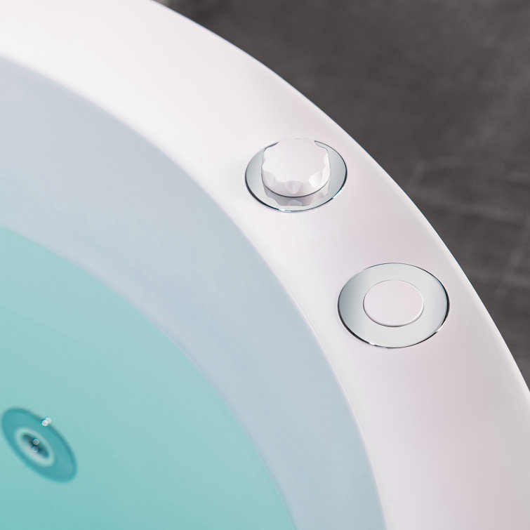 41'' White Freestanding Acrylic Whirlpool Round Bathtub