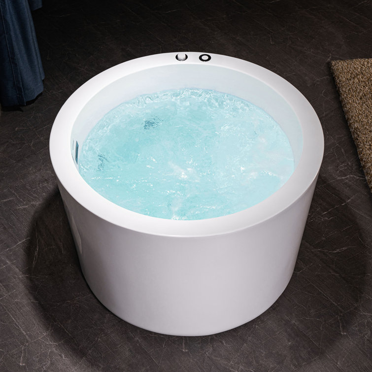 41'' White Freestanding Acrylic Whirlpool Round Bathtub