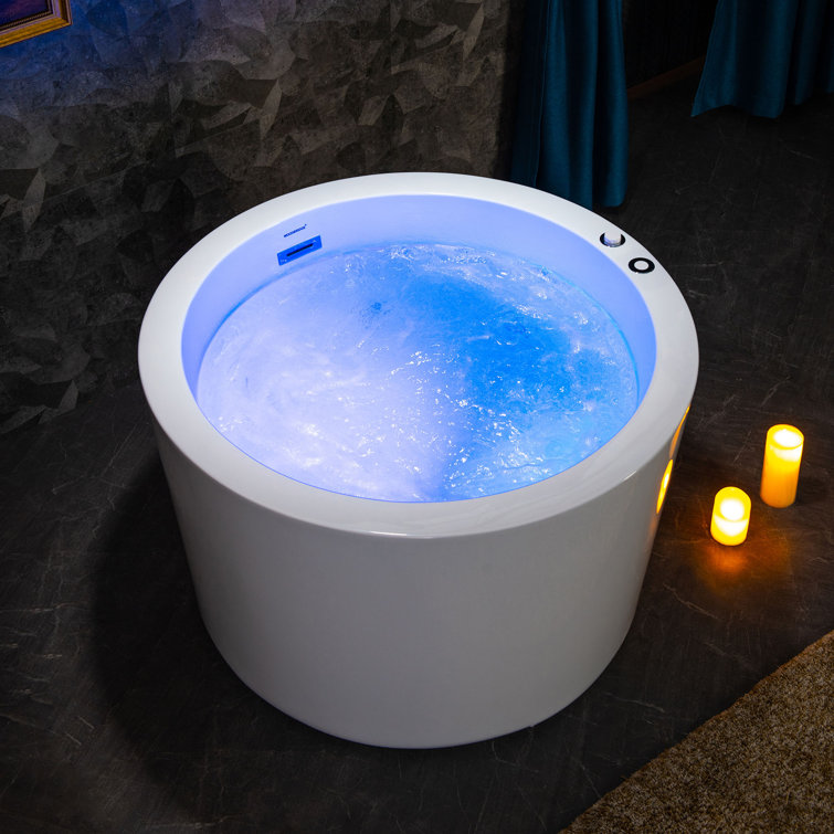 41'' White Freestanding Acrylic Whirlpool Round Bathtub