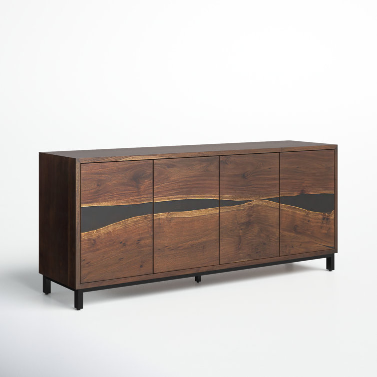 Rundle 68.9'' Brown Wood and Black Resin Sideboard