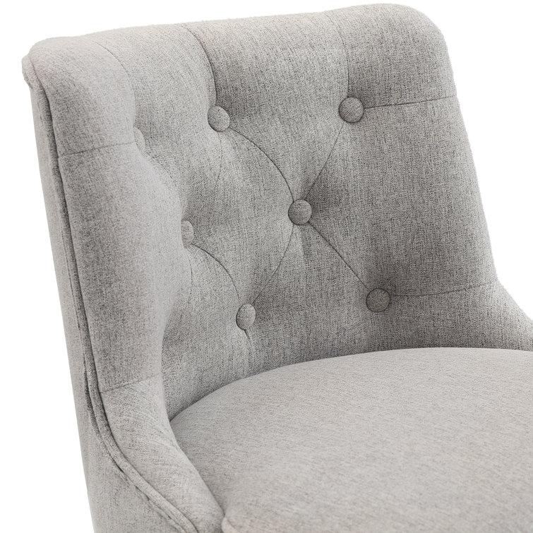 Gray Upholstered Swivel Counter Stool with Solid Wood Frame
