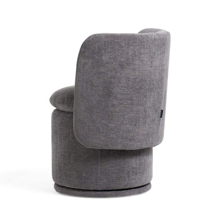 Dark Gray Upholstered Swivel Side Chair with Metal Legs