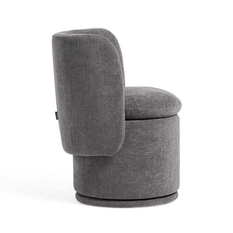 Dark Gray Upholstered Swivel Side Chair with Metal Legs